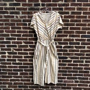 NWT World Market striped jumpsuit/romper w/ tie belt (cream color)